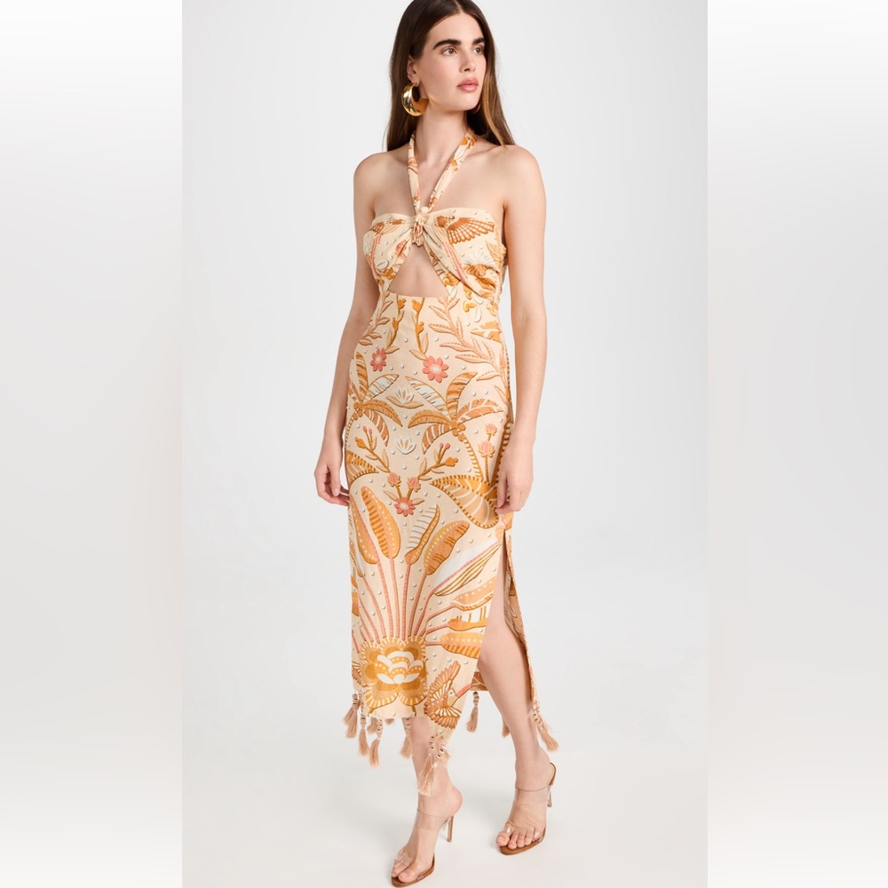 Jungle Chic Sand Midi Dress FARM RIO- NWT